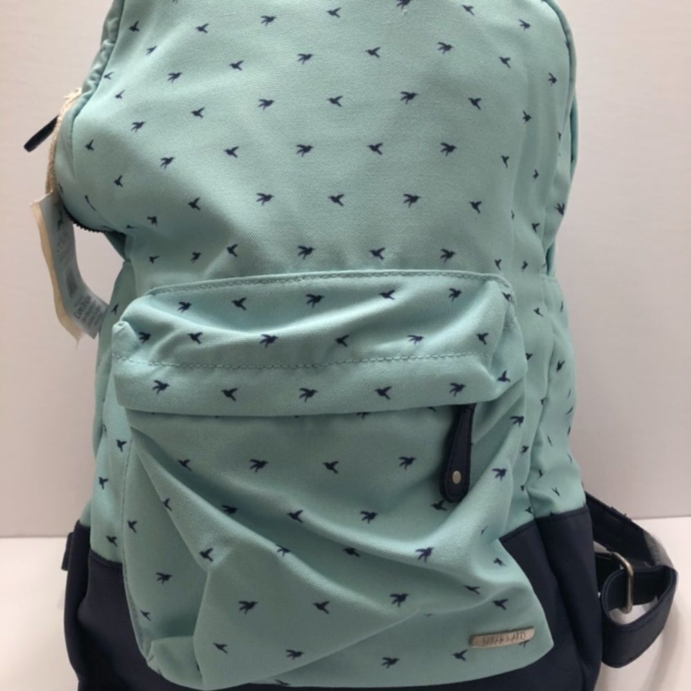 Mint Green Bird Print Backpack
